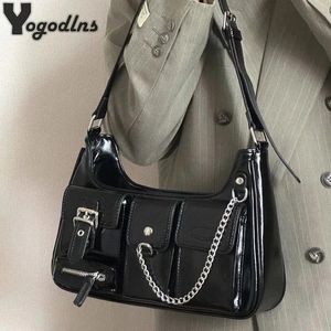 Varumärkesdesignkedja Kvinnor Underarm Bag flera fickor damer axel crossbody väska fi pu läderväska och handväska w45z#