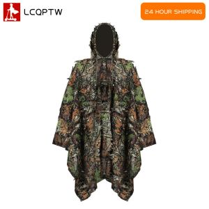 Sets 3D -Tarn -Anzüge Scharfschützenjagd Kleidung Moro Camuflagem Shirt Ghillie Anzug Blätter Poncho Umhang Stealth Cloak Uniform Milith