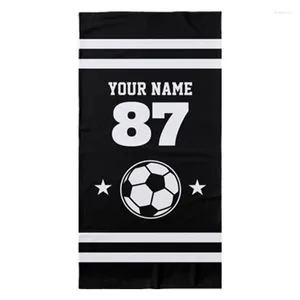 Toalha Black Personalizou Soccer Jersey Presente Nome personalizado Número de futebol esporte de futebol masculino Toalhas de chuveiro de chuveiro Rápido seco