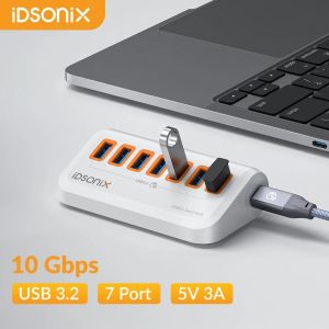 Hubs Idsonix USB Hub 7 Port Wiele USB3.2 Centrum Gniazda typu C Stacja dokująca 10 Gb / s szybki przesyłanie danych USB OTG na PC