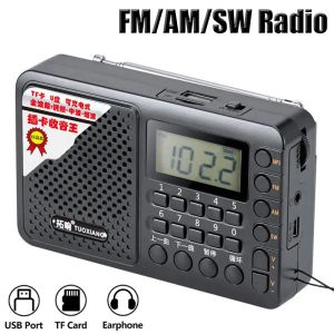 Radio Full Band Radio Portable FM/AM/SW -mottagare laddningsbar radio TF/USB -musikspelare med LCD -skärm 3,5 mm hörlursuttag