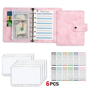 A7 PU -läderbindemedel anteckningsbok Agenda Planner Cash System SetBinder Pocket For Money Budget Saving Bill Organizer Housing 240415