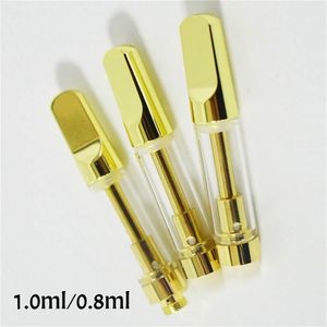 Vape Cartridges 1 мл 0,8 мл керамических катушек E-сигарета пустая для толстого масляного металлического золота.