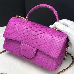 Designväska spegel kvalitet importerad python läder handväska 20 cm enkel axelväska crossbody väska