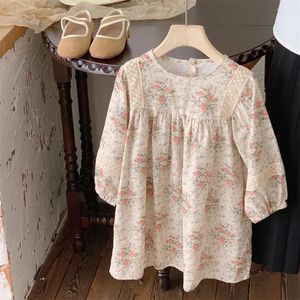 Vestidos meninas vestidos de flor espanhol folhas de renda vestido primavera outono crianças crianças casuais solto respirável bebê algodão bebê tutu tutu