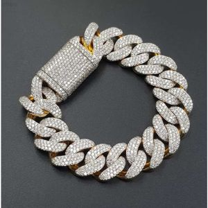 Miami Cuban Armband Soild 14k Gold Heavy Hip Hop Jewelry 18mm Moissanite Diamond Baguette Cuban Link Chain