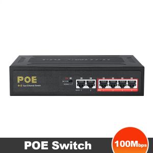 Control POE 100Mbps Switch Ethernet Smart Switch 4 Ports POE +2 UpLink RJ45 Vlan Network Switch with Power 52V for IP Camera/Wifi Router