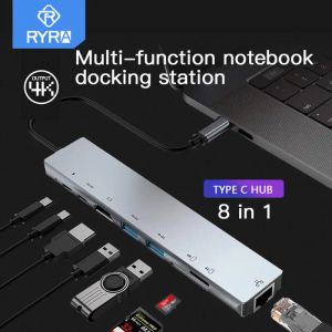 Hubs Ryra USB 3.0 Typec Hub till HDMI Adapter 4K Thunderbolt 3 USB C Hub med Hub 3.0 TF SD Reader slot PD för MacBook iPad Air Xiaomi