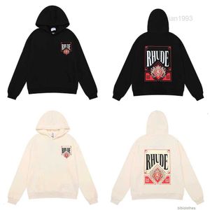 Designer Hoodies Fashion Mens Sweatshirts Streetwear American Fashion Brand Rhude Card Red Playing Printing High Quality Pure Cotton Hoodie tröja Män kvinnor