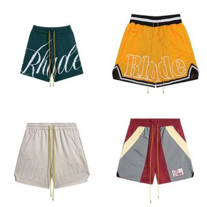 RHUDE KISA RHUDE ERKEKLER NEFREBLI BEACH SHORTS Kadınlar Sıradan Mesh Track Büyük boyutlu Rhude Bel Drawstring BLA için Ücretsiz Kargo