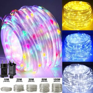 Função de memória de 10m100m 8 modos LED String Fairy Lights IP67 Iluminação de férias à prova d'água Garden de iluminação ao ar livre Decorações de Natal 240409