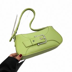 Leftside Belt Buckle Design Kvinnor Small 2024 Y2K Fi Shoulder Bag Pu Leather Green Crossbody Väskor Handväskor och Purses N1BM#