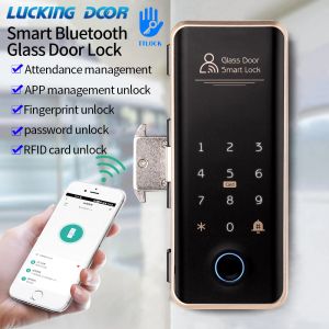 Sterowanie Bluetooth TTLOCK inteligentny zamek do szklanych drzwi drewniane drzwi ślizgowe zdalne sterowanie RFID biometryczne zablokowanie odcisku palca