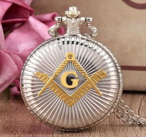 Pocket Watches Vine Freemasonry Watch Silver G Quartz Masonic Clock Necklace Gift For Men Freemasons Reloj De BolsilloPocket4480642