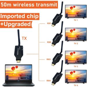 Струкнуть 50 м беспроводной беспроводной HDMI Extender Precient Presister от 1 до 2 3 4 1x4 Дисплей для PS3/4 камеры.