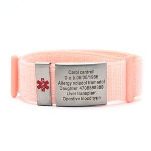 Braccialetti 22 mm personalizzato SOS Medical Alert Braccialetti per uomini Donne Emergenza Nylon Cinghia WatchBand Accessori Velcro Sport ID braccialetto