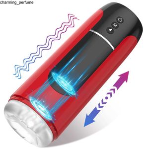 Automatisk manlig masturbator manlig sexleksak med 7 tryck och vibrationslägen Electric Pocket Pussy Handsfree Stronching Mastu