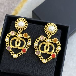 Luxury Brand Designer Stud Earrings Famous Women Crystal Rhinestone Pearl Earrings Wedding Party Jewelry3238J