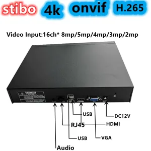 Lens 4K 8MP NVR 16ch Onvif Ultra H.265 1Sata för IP Camera Network Video Recorder CMS Mobil Monitor P2P UNV -teknik