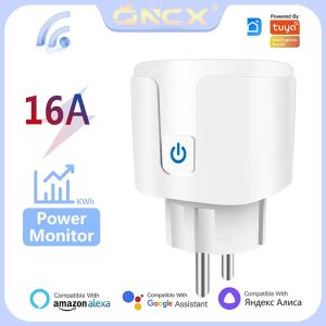 Plugs Qncx Wifi Smart Plug Socket Outlet Eu 16a Tuya Power Monitor Timing Function Smart Life App Remote Control Smart Home Sockets