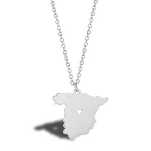 10PCS European Country Map of Spain Necklace Stainless Steel Espanha Spanish Pride I Heart Love Capital of Spain Madrid City Necklaces for Souvenir Gift