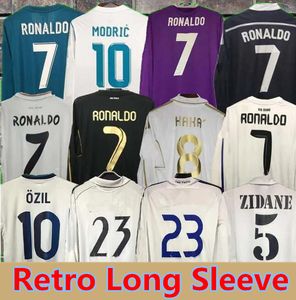 Uzun Kollu 06 07 08 09 10 Ronaldo Raul Retro Futbol Formaları Vintage 11 12 13 14 15 R.Carlos Guti Bale Kaka 16 17 18 Sergio Robben Ramos Real Madrids Klasik Futbol Gömlekleri