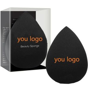 Custom Your Logo Cosmetics Beauty Sponge Latex Бесплатный и веганский макияж черный набор губки порошковой жидкости с коробкой