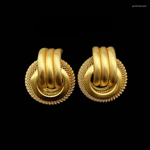 Stift Ohrringe matte goldene Farbe für Frauen Mehrere trendige runde geometrische Twist -Drop -Ohrring -Modeserklärung Schmuck Ins