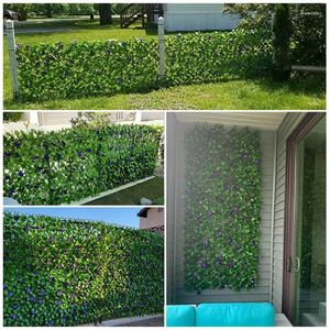 Decorative Flowers Adjustable Retractable Artificial Fence Yard Garden Decor Simulation Green Leaf Screening Hedge Balcony Wooden
