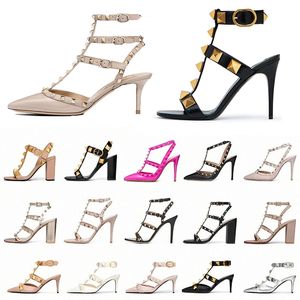 Mit Box Designer High Heels Dress Schuhe Rock Fashion Luxus Gestüt Frauen Lady Luxus Stiletto Peep-Toe Speed Toes Ferse Office Slas Rivet Spikes 6 cm 8 cm 10 cm