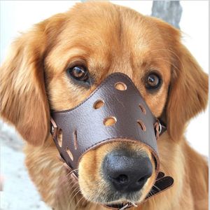 Deterrents Soft Leather Muzzle for Dogs AntiBiting Secure Adjustable & Breathable Pet Small Large Dogs Muzzle Allows Drinking & Eating