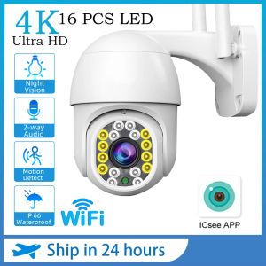 Câmeras 8MP PTZ Câmera WiFi Mini Speed Dome IP Câmera sem fio Night Vision Rastreamento automático H.265 P2P Câmeras de vigilância de vídeo ao ar livre