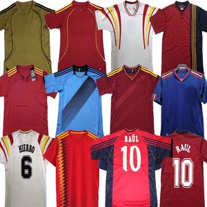 Spain 1994 Soccer 1996 Retro Jerseys 2008 2010 2012 RAUL XAVI Hierro Guardiola ALONSO PUYOL PIQUE David Villa TORRES Iniesta RAMOS Espagne Camiseta Football