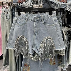 Jeans femininos Biço short shorts shorts de jeans da broca de fêmea 2024 Primavera/verão estilo coreano Alta cintura alta mujer
