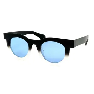 Óculos de sol da moda para homens mulheres designers estilistas elegantes high street verão praia de praia anti-ultraviolet retro acetato redondo copos de moldura completa Caixa aleatória