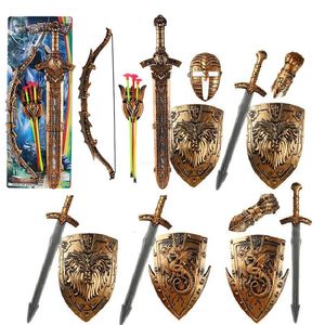 Children Toy Weapon Shield Sword Hand Stage Performance Ancient Costume Acting Props Cosplay Accessories Plastic Safety Toy Gift 240420