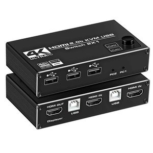 KVM Switch Dual Monitor HDMI-kompatibler 2 in 1 Aus-KVM-Switcher 4K 60Hz Ultra HD Switch Share Drucker Tastaturmaus