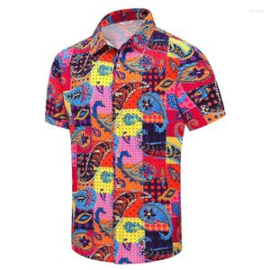 Camisas casuais masculinas florescem gráfico de flores para homens roupas 3d estampa de praia havaiana de manga curta y2k tops para roupas de lapela vintage