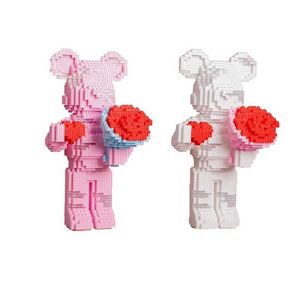 Action Toy Figures Violence Bear Building Block Toy Height Lovely particles DIY Assembly Painting Bear 3D Model Childrens Toys Birthday Xmas Gift T240422