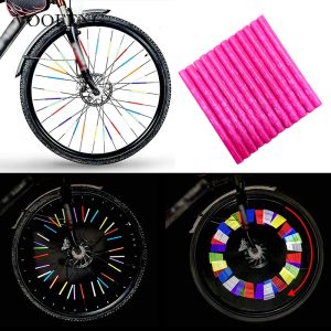 Lights VOOFENG 12pcs Pink Bicycle Wheel Rim Spoke Mount Clip Tube Warning Light Strip Road Safety Reflector Reflective Spoke