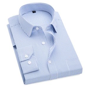 Shirts Plus Size S to 8xl Formal Shirts for Men Striped Long Sleeved Noniron Slim Fit Dress Shirts Solid Twill Social Man's Clothing