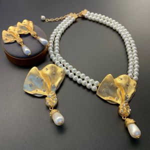 Necklaces Medieval style rhinestone pearl alloy necklace Brooches, earrings exquisite luxury women's wedding party jewelry