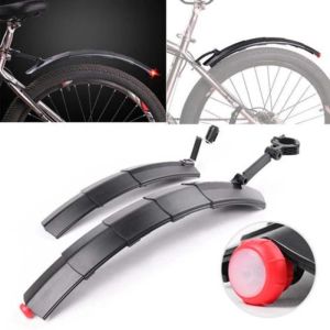 Lights Telescopic składane rowerowe zestaw błotników z tylnym światłem MTB Mudguard rowerowy tylny błotnik na rowerowe osłona rowerowe