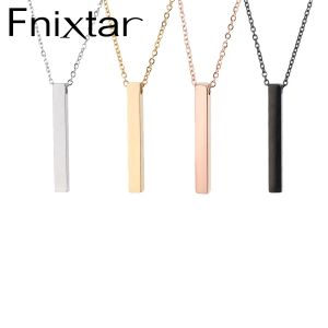 Kolyeler Fnixtar 5pcs/Lot Yuvarlak Köşe Kare Bar Kolye Paslanmaz Çelik Kolye DIY Özel Gravür Adı Logo Kolye