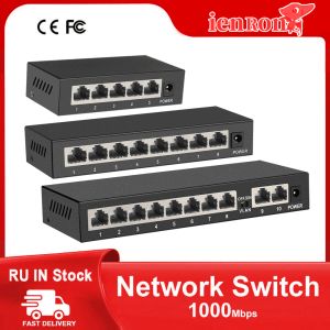 Controle INECHIVO IENRON GIGABIT 5/8/10 PORTS 1000MBPS VLAN RJ45 Hub Smart Ethernet Metal Switcher IEEE802.3AT/AF para câmera IP/WiFi Router