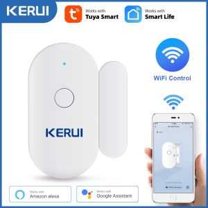 Controle Kerui Tuya Smart Home Wi -Fi Porta Sensor Janela de alarme Abra os detectores fechados Socramento magnético ABS SISTEM