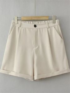 Shorts da donna più taglia Blazer intelligente di colore solido con zip mosca nella cintura del tratto anteriore e tessuto non totch 240411