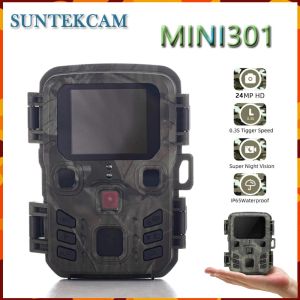 Kameror Suntekcam Mini301 Trail Camera 24MP 1080p utomhus Wildlife Camera Scouting Surveillance Night Vision Hunting Photo Traps