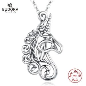 Halsband Eudora Ny 925 Sterling Silver Horse Unicorn Halsband Hästracing Noble Horse Halsband Equestrian Jewelry Animal Pendants D568