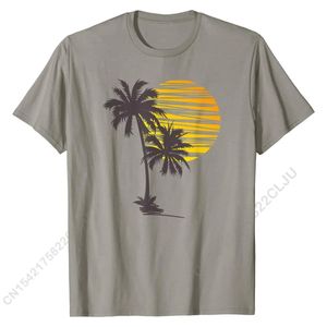 Sunset Beach Palms Tree Tshirt Komik Yaz Tatil Tatil T-Shirt Erkekler Tees Basit Stil Pamuklu Erkek Tişört Tasarımı 240409